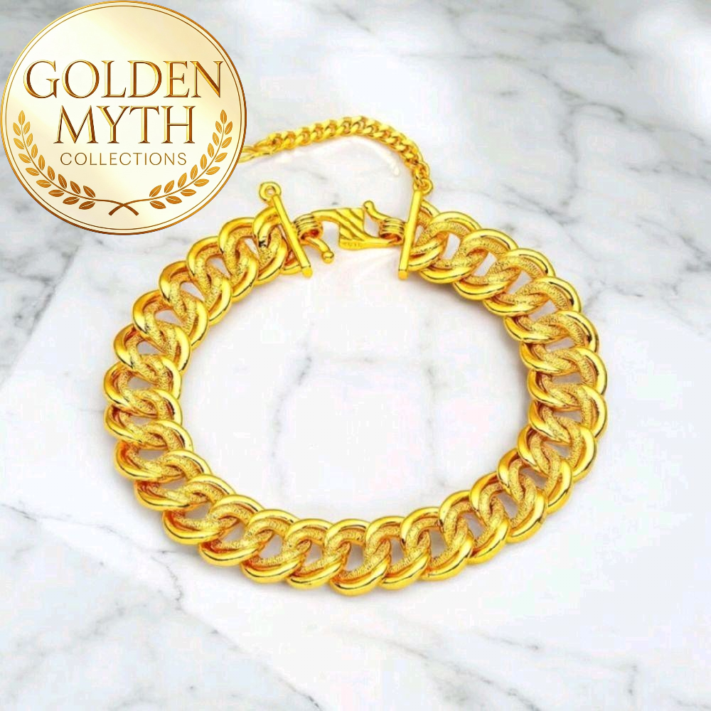 Rantai Tangan Koko King Berpasir 1.2cm lebar | Emas Aloi GP Premium ( Gold Plated with 24 K)