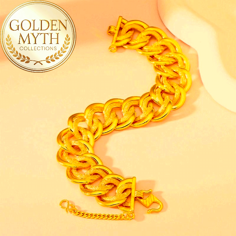 Rantai Tangan Koko King Berpasir 2cm lebar | Emas Aloi GP Premium ( Gold Plated with 24 K)