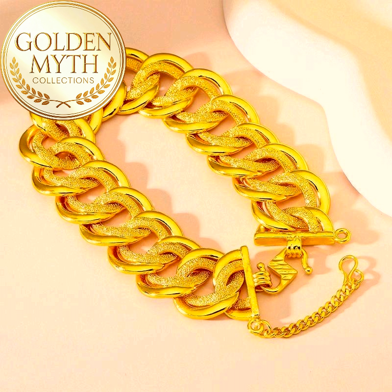Rantai Tangan Koko King Berpasir 2cm lebar | Emas Aloi GP Premium ( Gold Plated with 24 K)