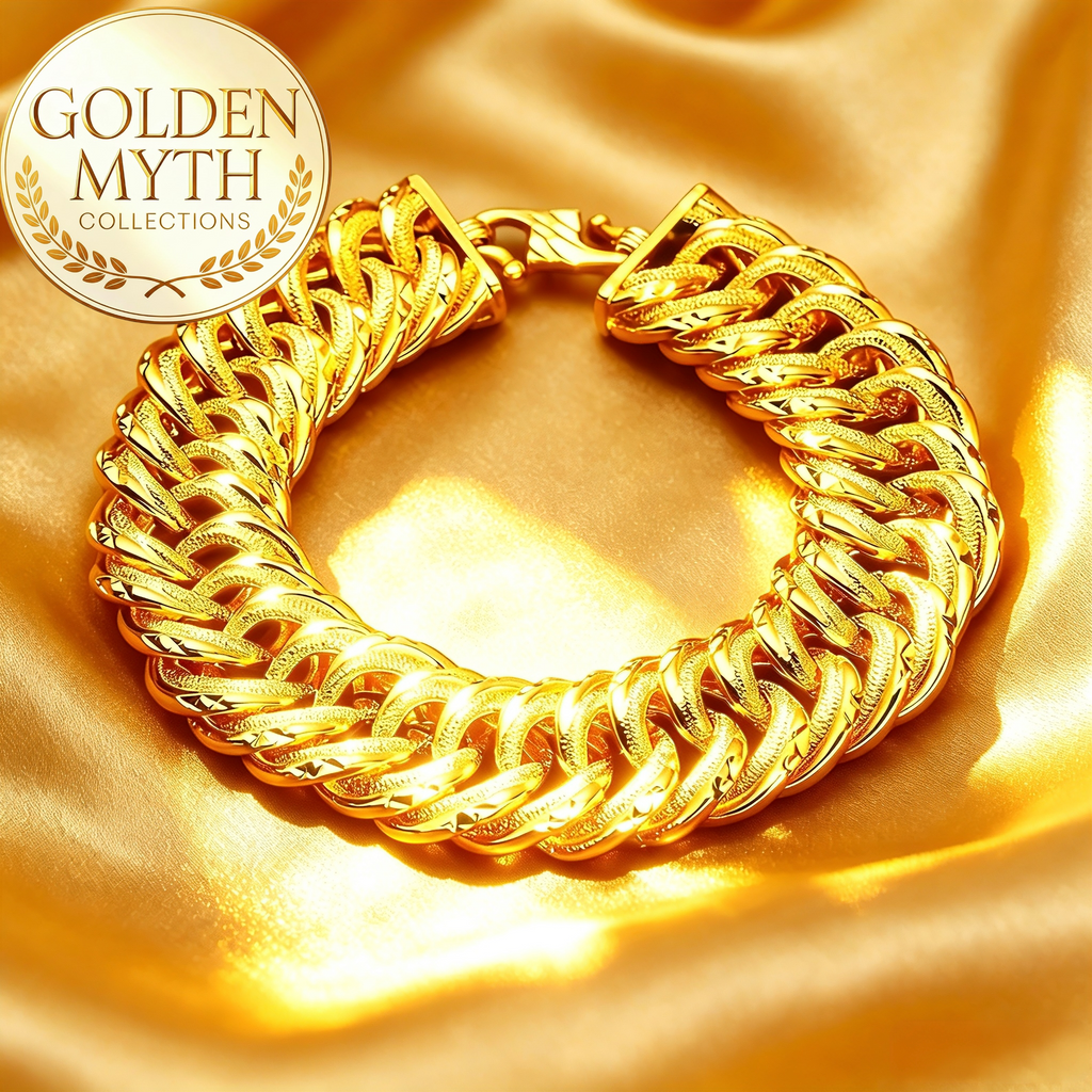 Rantai Tangan Koko Rapat Berpasir 2cm lebar | Emas Aloi GP Premium ( Gold Plated with 24 K)