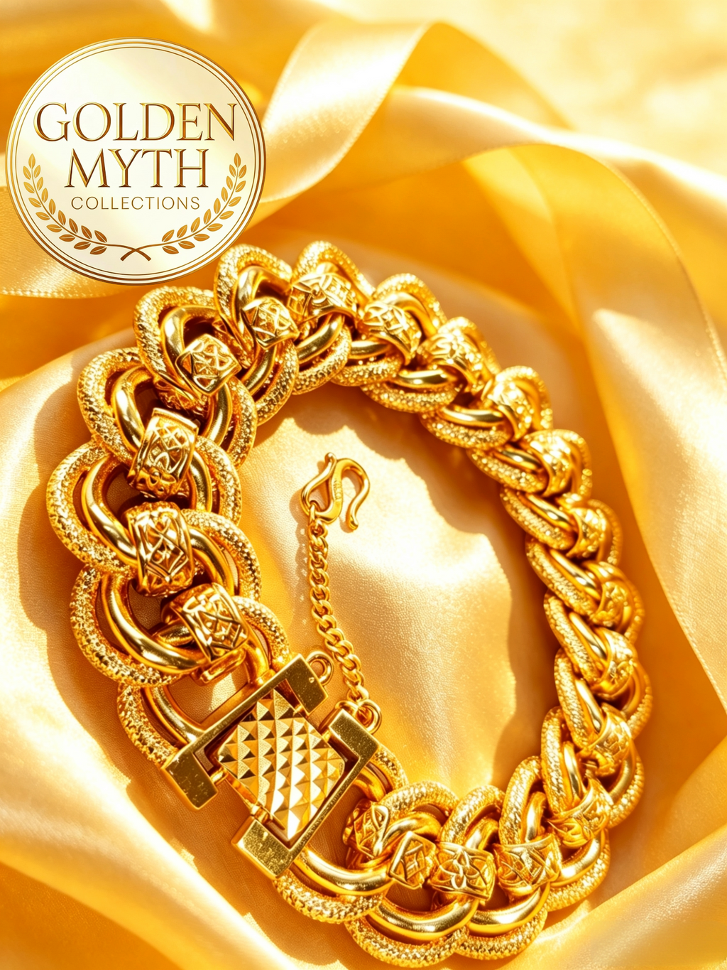Rantai Tangan Koko King Kendi Berpasir (73g, 2cm lebar) | Emas Aloi GP Premium ( Gold Plated with 24 K)