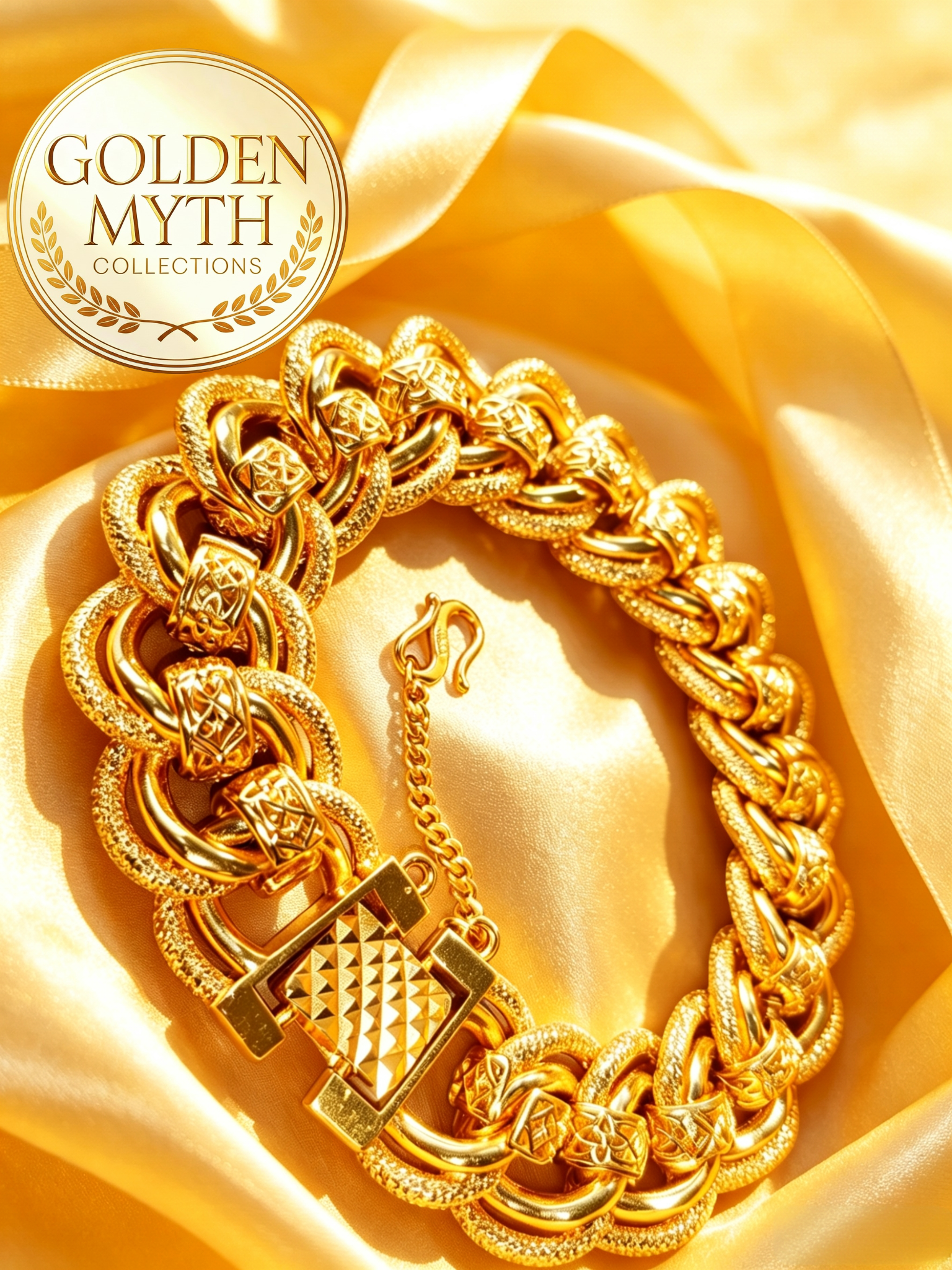 Rantai Tangan Koko King Kendi Berpasir (73g, 2cm lebar) | Emas Aloi GP Premium ( Gold Plated with 24 K)