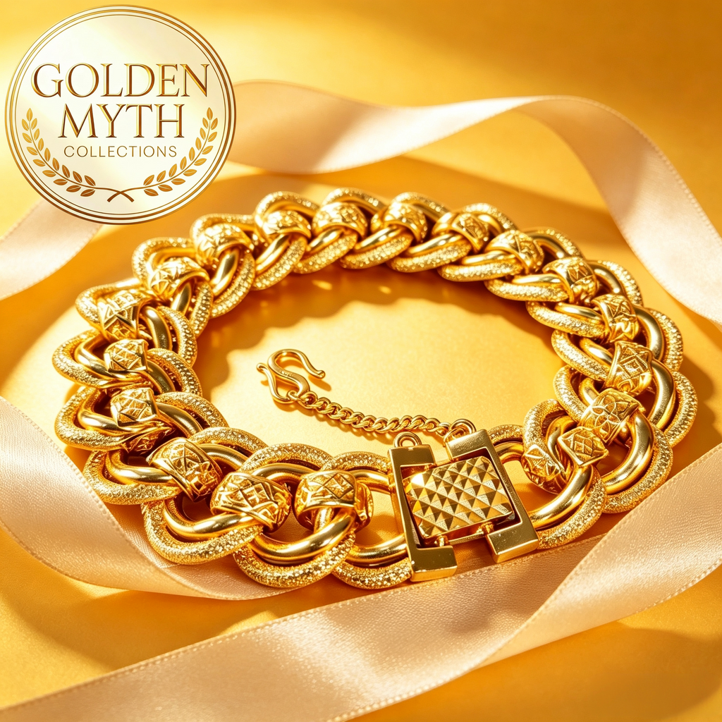 Rantai Tangan Koko King Kendi Berpasir (73g, 2cm lebar) | Emas Aloi GP Premium ( Gold Plated with 24 K)