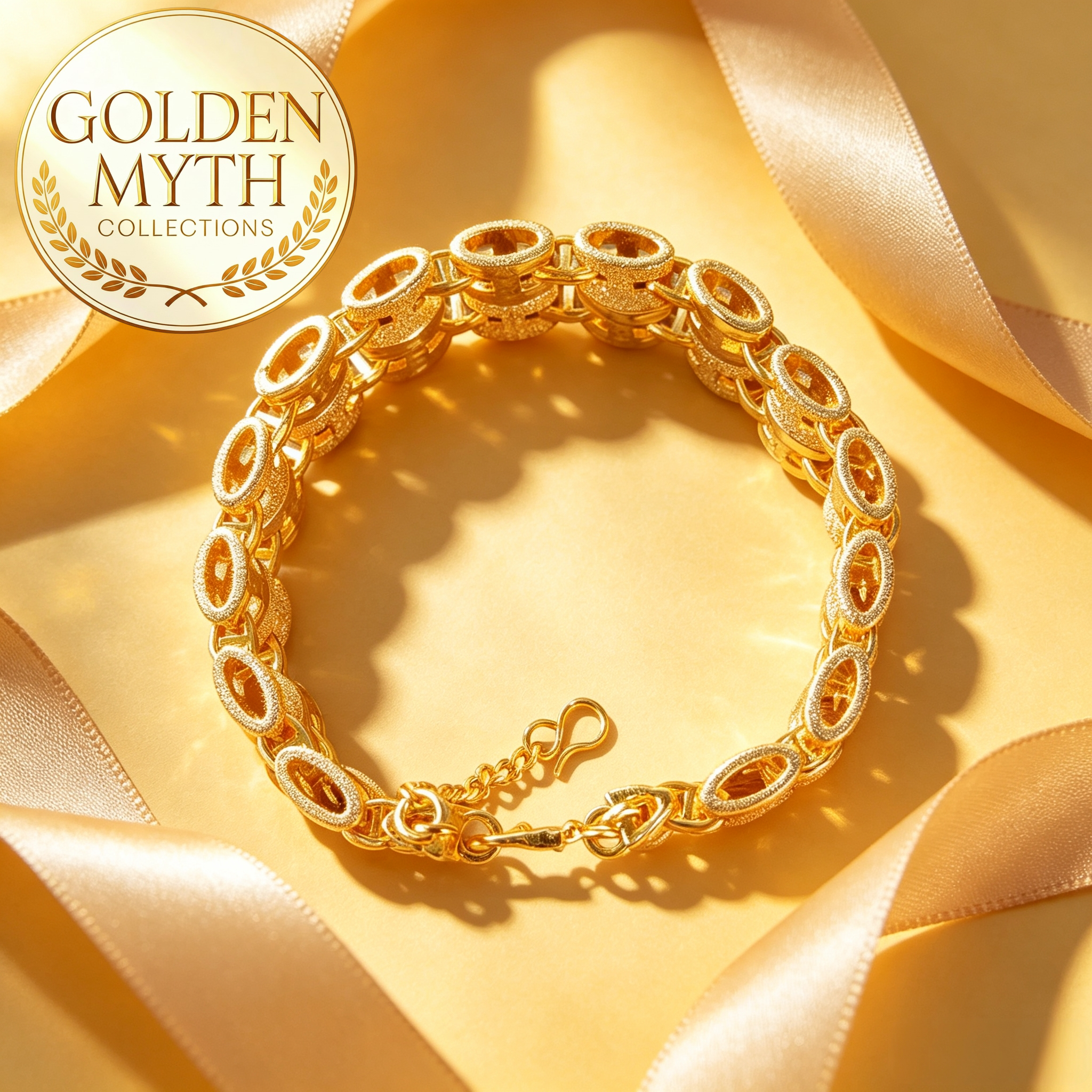 Myth.Co (57g) (LEBAR :20mm) Gelang corak HH | Emas Aloi GP Premium (Saduran Emas 24 K)