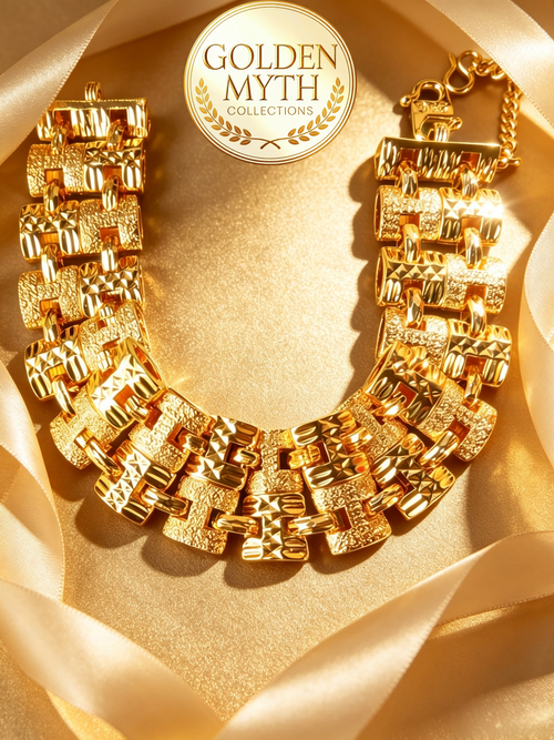 (57g) (LEBAR :20mm)  Gelang corak HH | Emas Aloi GP Premium ( Gold Plated with 24 K)