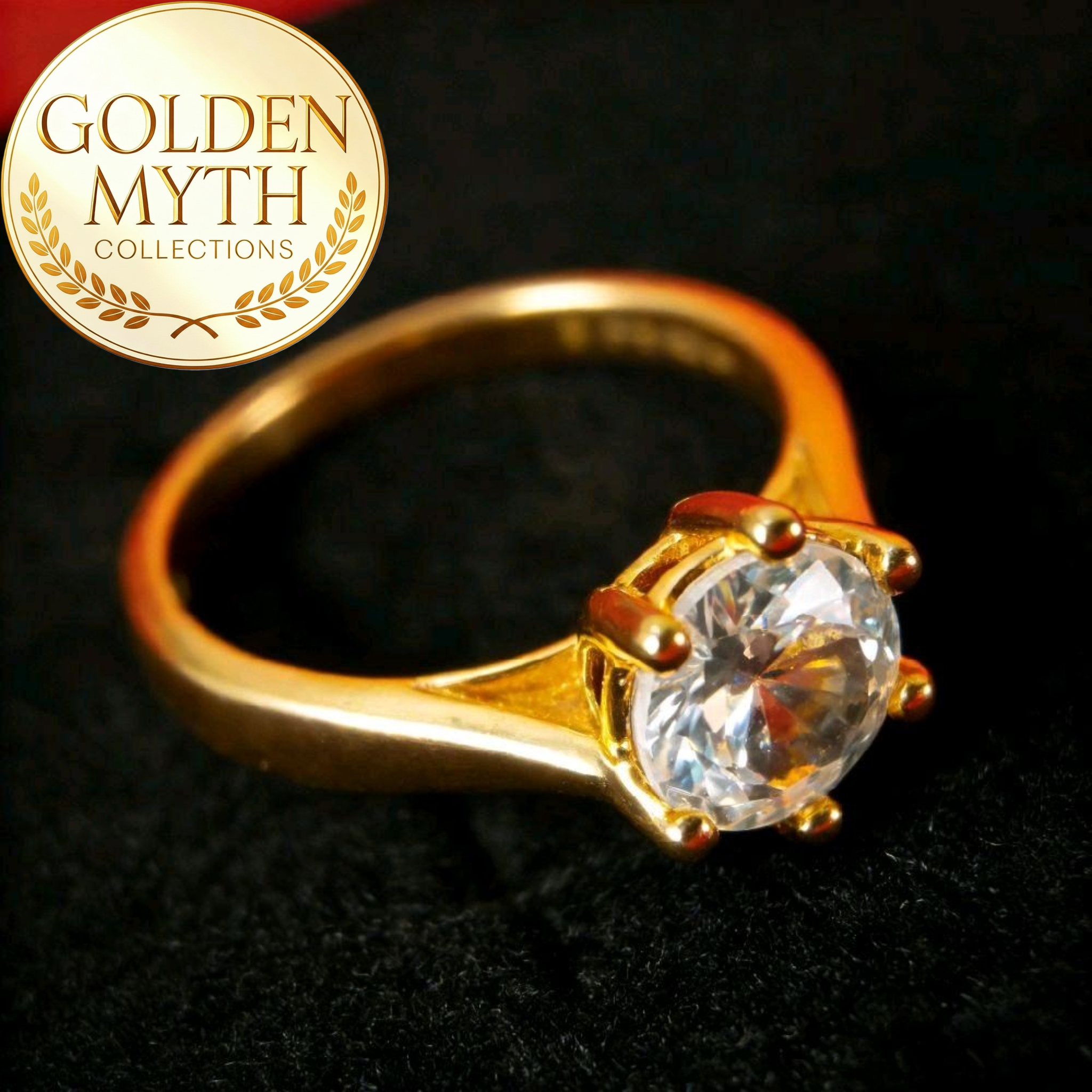 Cincin Berlian Pentagon boleh laras | Emas GP Premium (Gold Plated Premium 24 K)