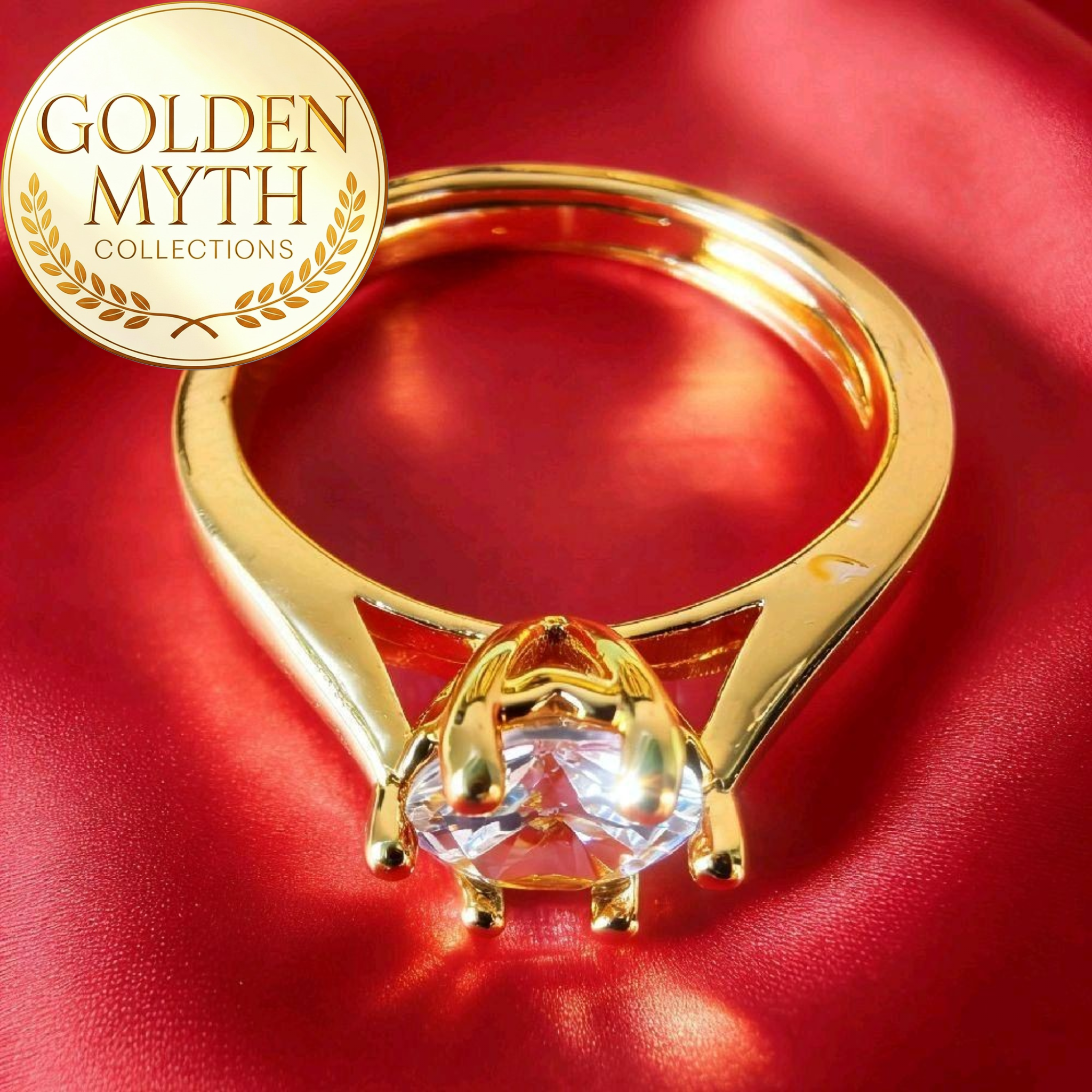 Cincin Berlian Pentagon boleh laras | Emas GP Premium (Gold Plated Premium 24 K)
