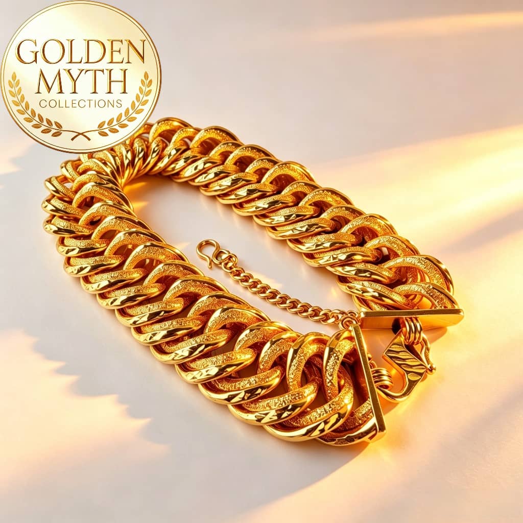 Rantai Tangan Koko Rapat Berpasir 2cm lebar | Emas Aloi GP Premium ( Gold Plated with 24 K)