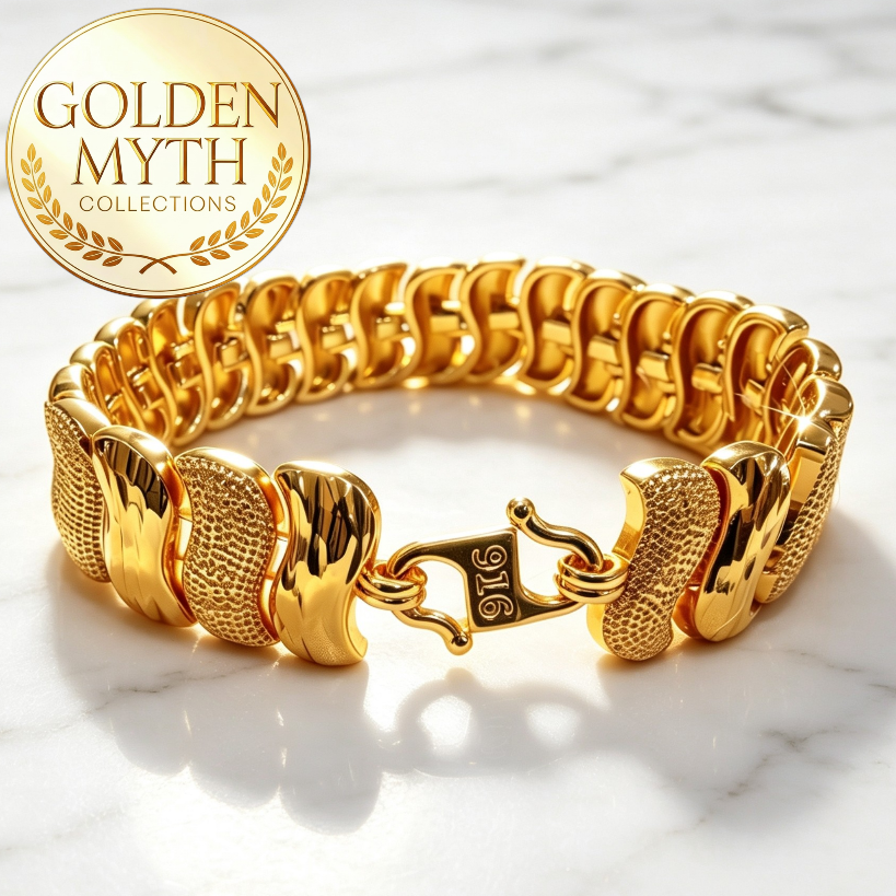 (30g 1.4cm) Elegant Curve Bracelet | Premium Alloy Gold Plated with 24K