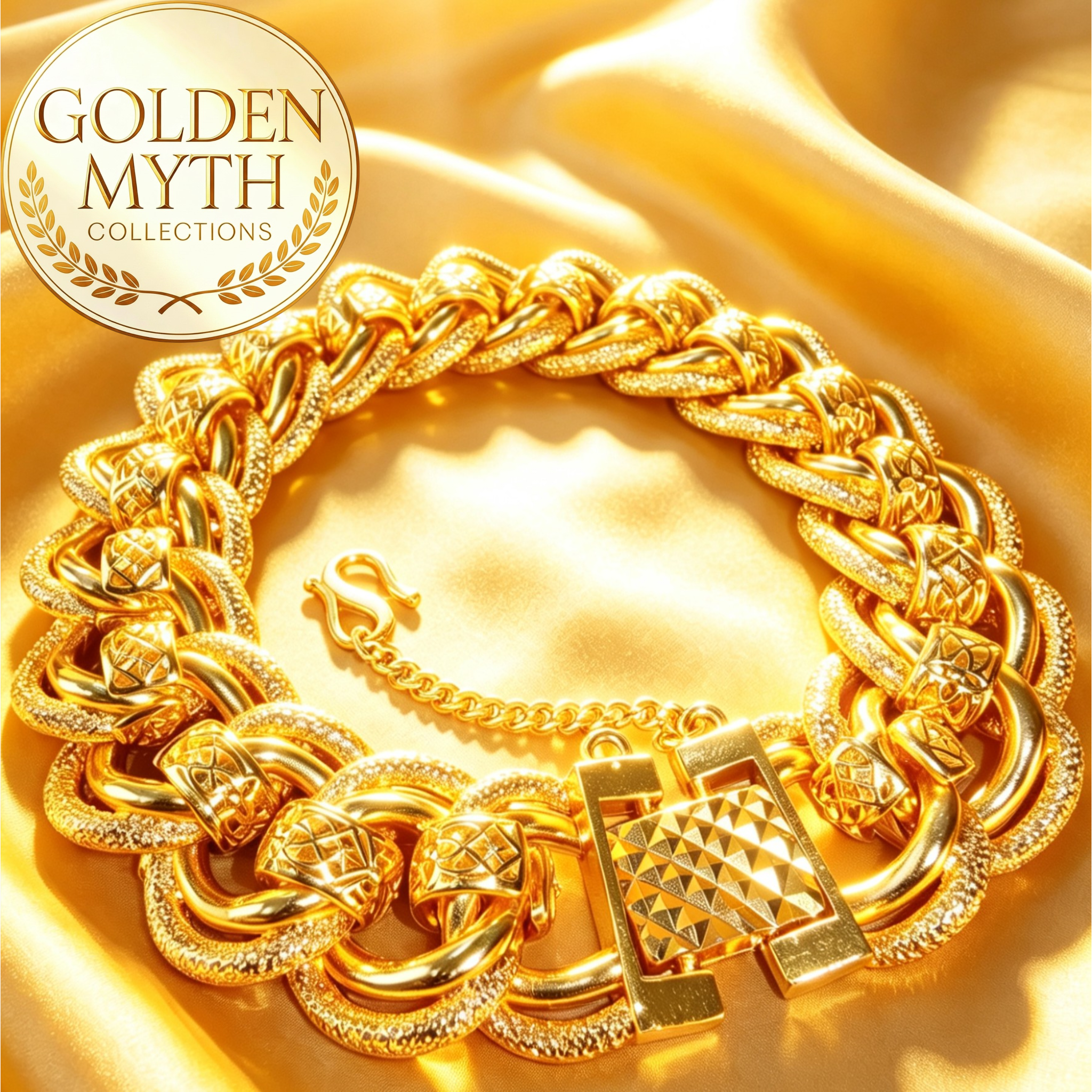 Rantai Tangan Koko King Kendi Berpasir (73g, 2cm lebar) | Emas Aloi GP Premium ( Gold Plated with 24 K)