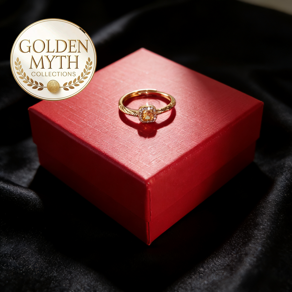 Adjustable YELLOW GEMSTONE RING | Premium GP Gold (24K Premium Gold Plated)