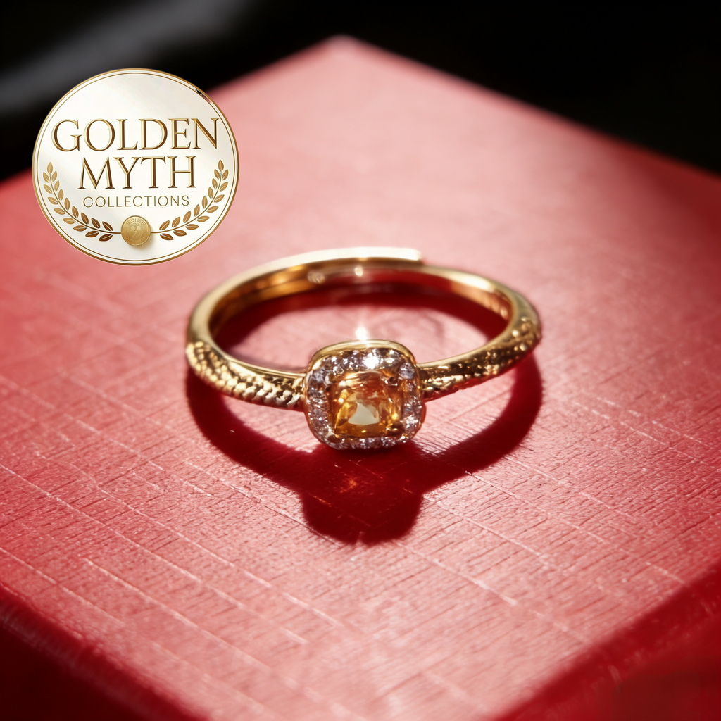Adjustable YELLOW GEMSTONE RING | Premium GP Gold (24K Premium Gold Plated)