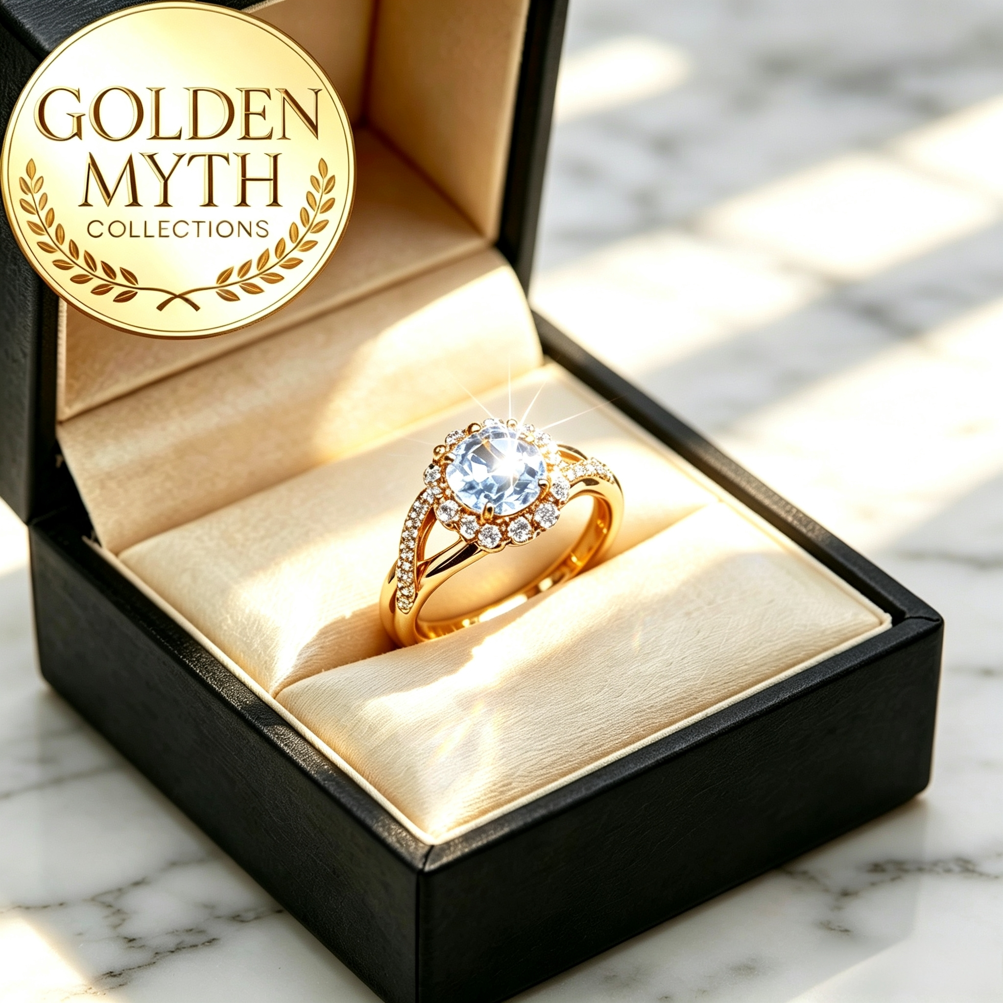 Adjustable Round Circle Gemstone Ring | Premium GP Gold (24K Premium Gold Plated)