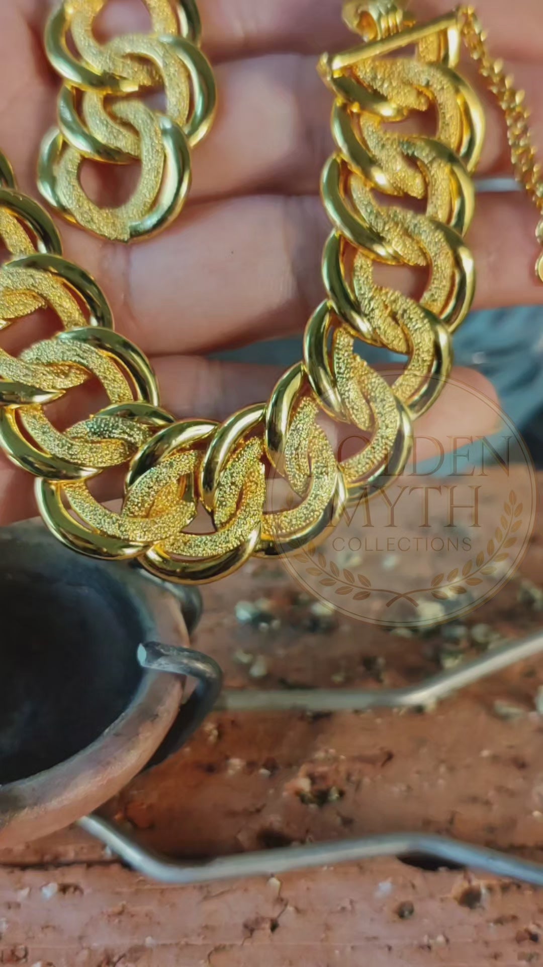 Rantai Tangan Koko King Berpasir 2cm lebar | Emas Aloi GP Premium ( Gold Plated with 24 K)