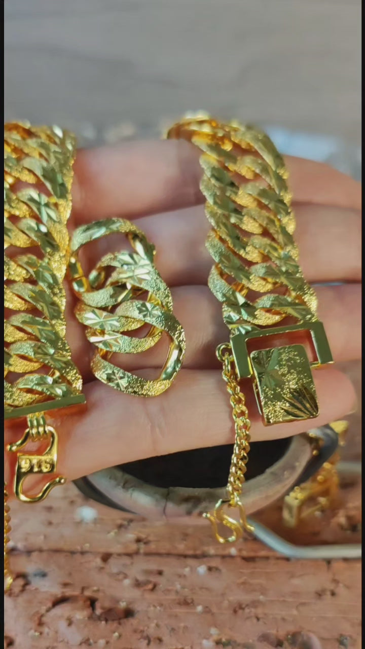Myth.Co (63g 1.7cm) | Rantai tangan Koko lipan berbintang tepi | | Emas Aloi GP Premium ( Gold Plated with 24 K)