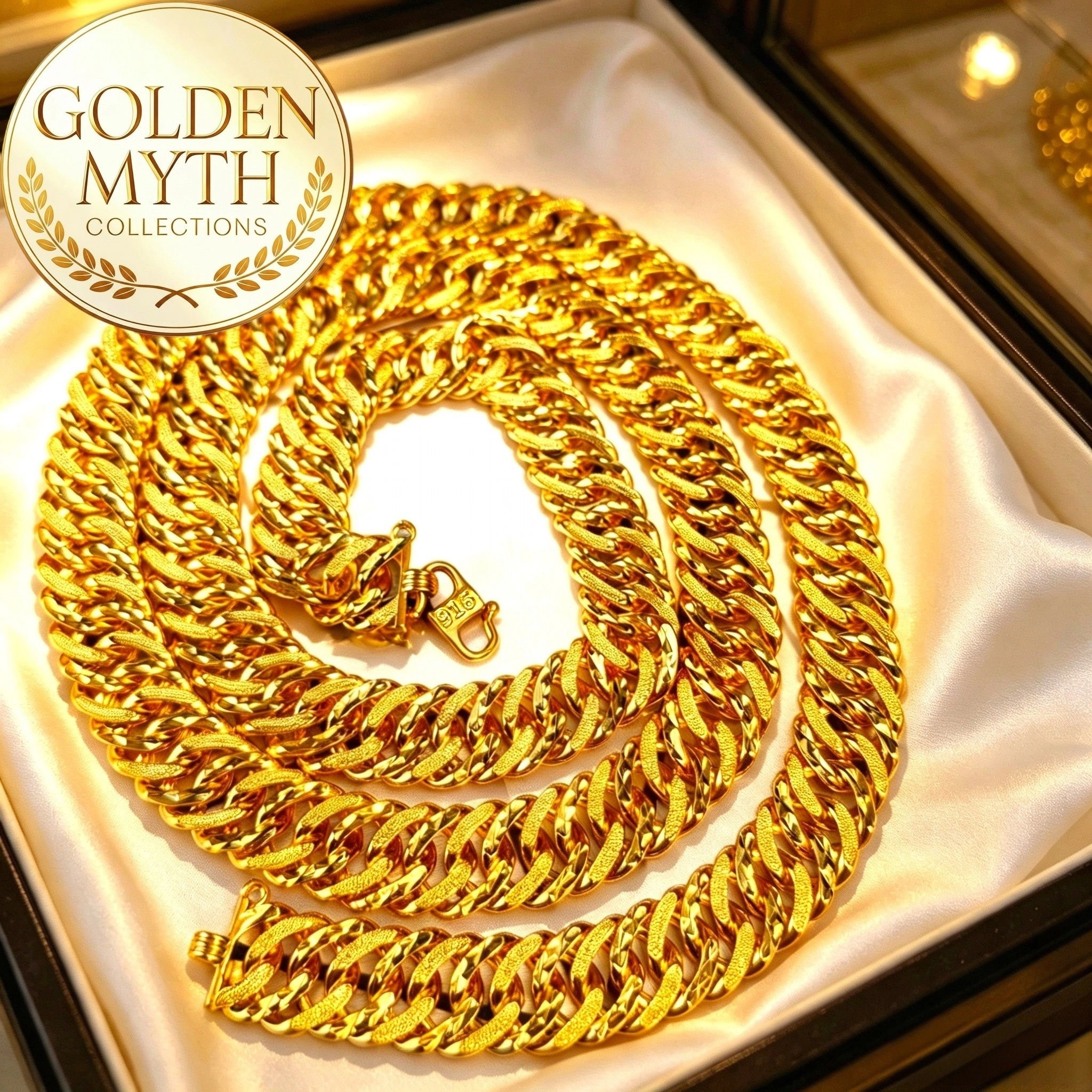 Myth.Co Rantai Leher Lipan Adira Berpasir (1.3cm)| Emas Aloi GP Premium (Saduran Emas 24 K)