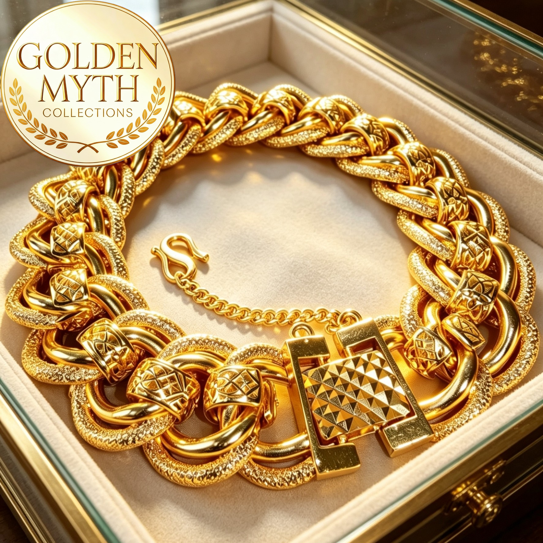 Rantai Tangan Koko King Kendi Berpasir (73g, 2cm lebar) | Emas Aloi GP Premium ( Gold Plated with 24 K)