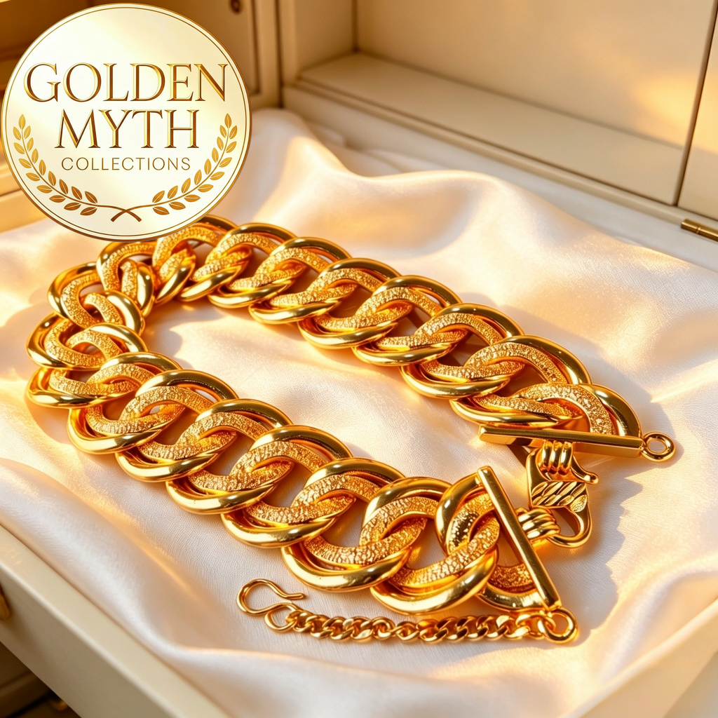 Rantai Tangan Koko King Berpasir 2cm lebar | Emas Aloi GP Premium ( Gold Plated with 24 K)