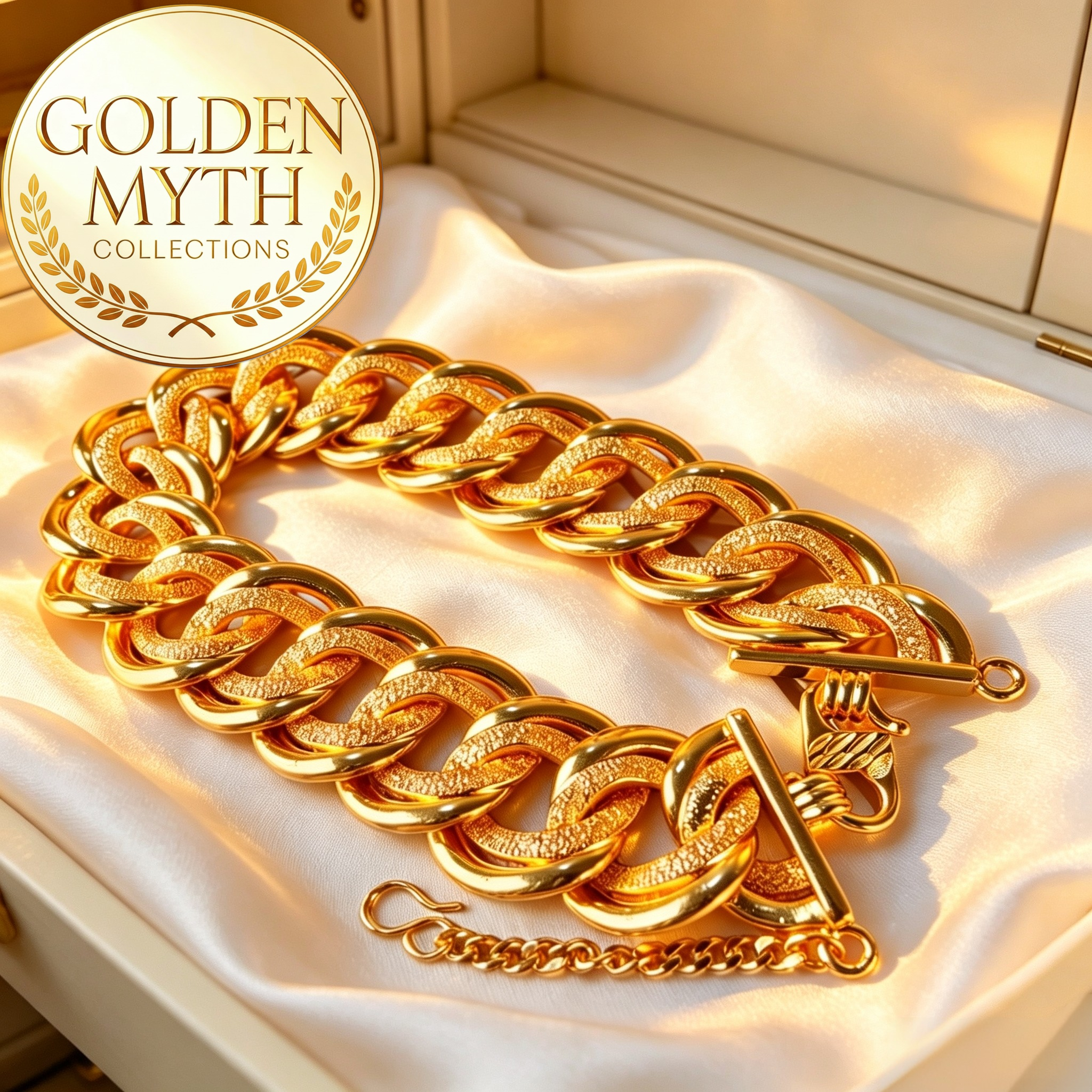 Rantai Tangan Koko King Berpasir 2cm lebar | Emas Aloi GP Premium ( Gold Plated with 24 K)